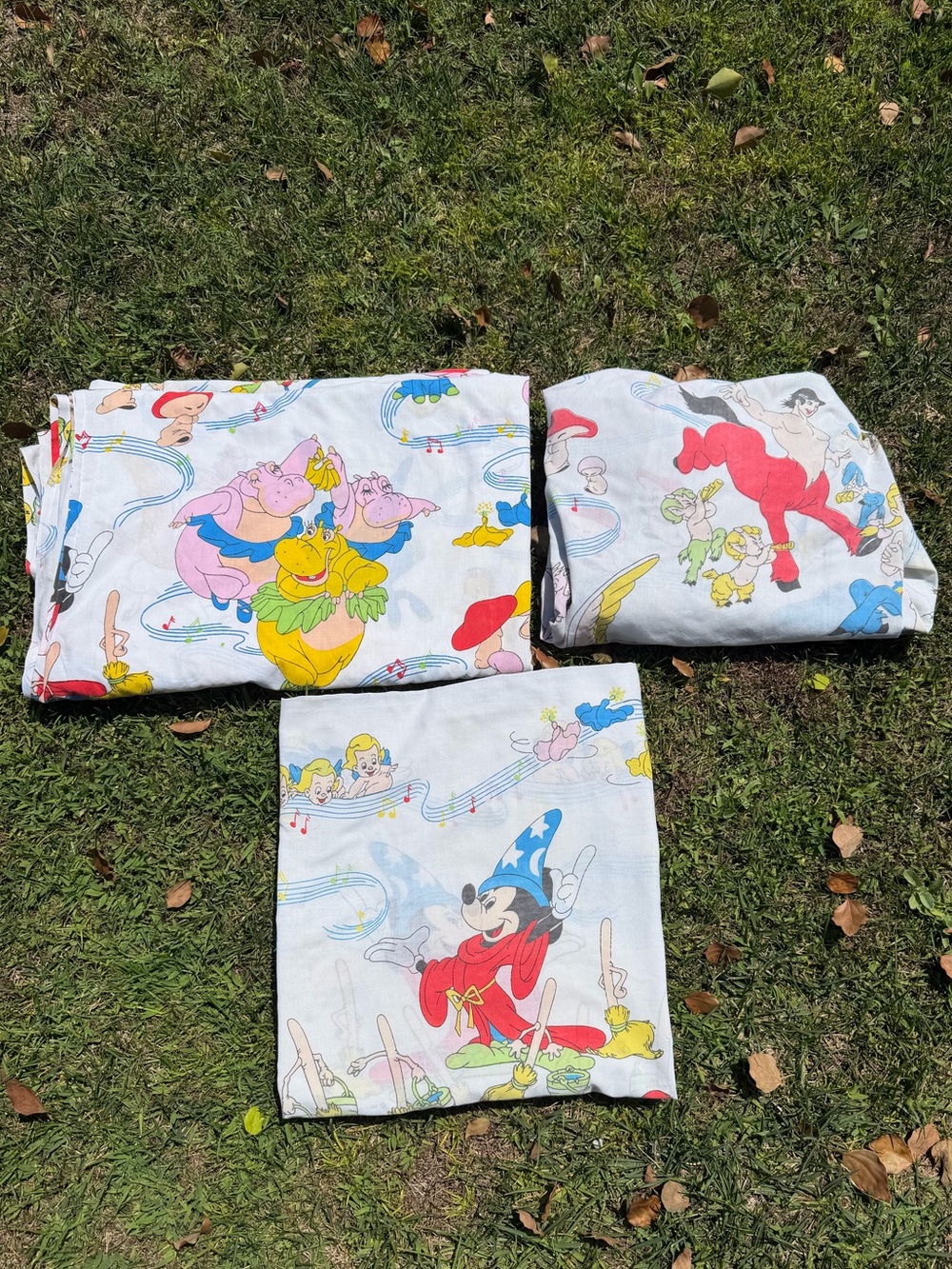 VTG Disney Fantasia 3-Piece Sheet Set Centaurettes Pegasus Cupids Hippos Rare